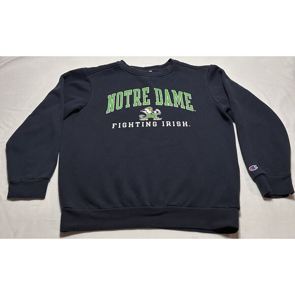 Notre Dame Sweatshirt Fighting IRISH Champion Crewneck Mens Medium Navy - Picture 1 of 11